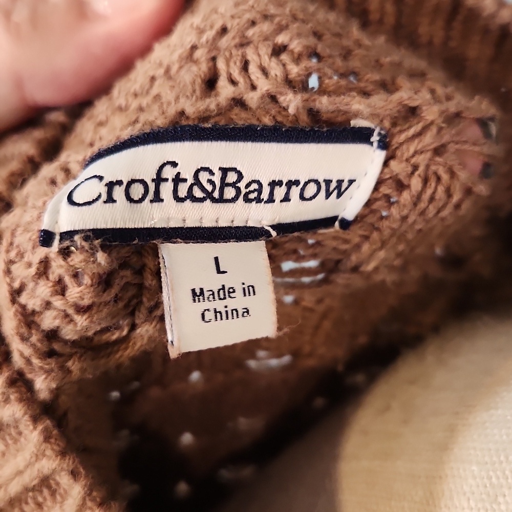 Croft & Borrow Cable Knit Chunky Cotton Blend One Button Cardigan Y2K Preppy - Picture 8 of 9